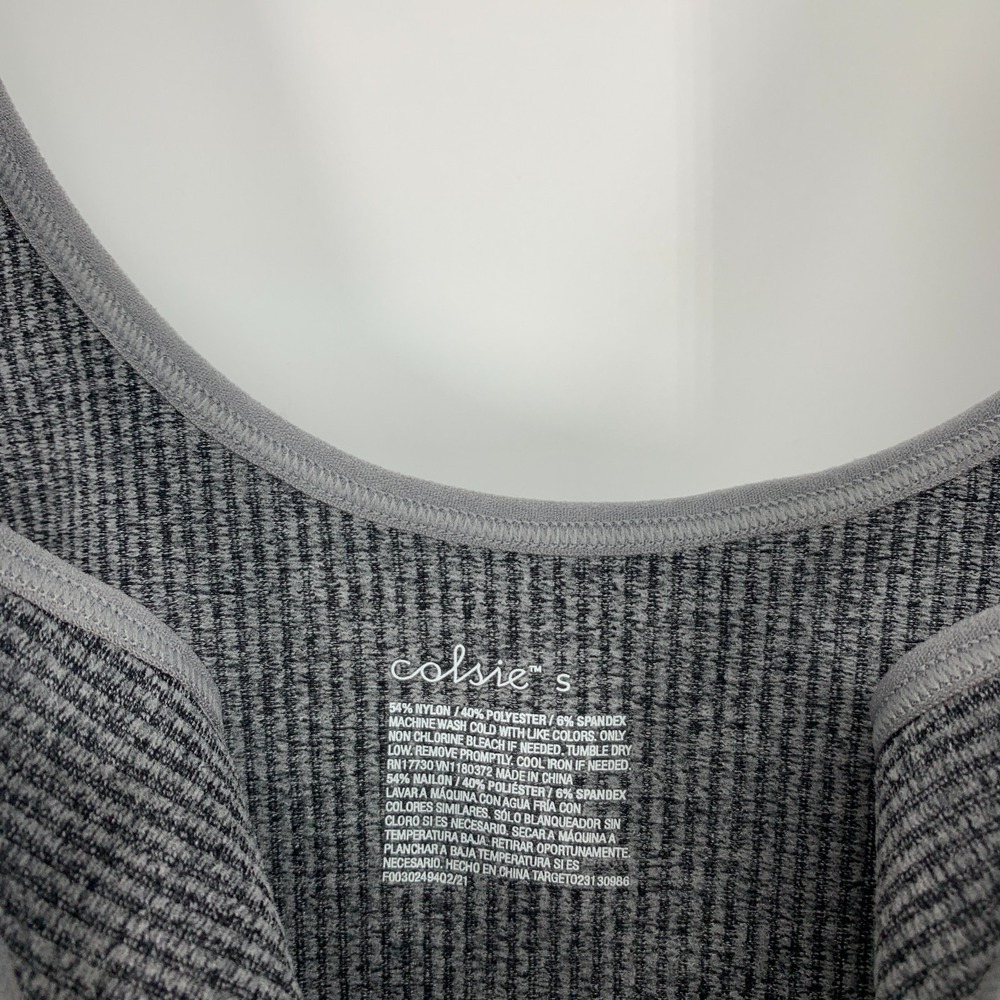 Colsie Bodysuit Gray Ribbed Knit Sleeveless Thong Womens Size Small - Picture 6 of 11